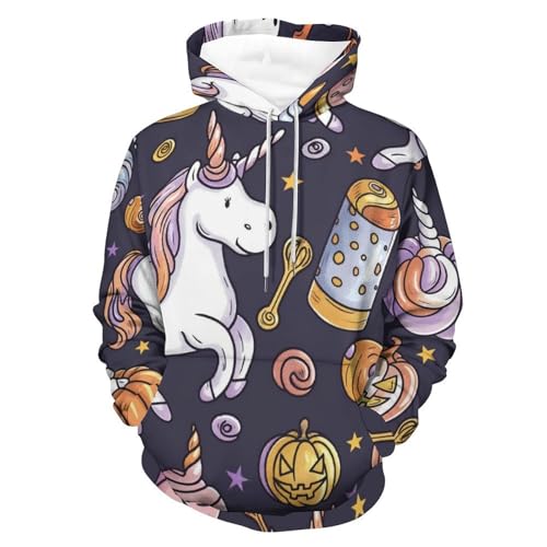 Sweatshirt lune licorne citrouille manches longues style pullover mixte taille S