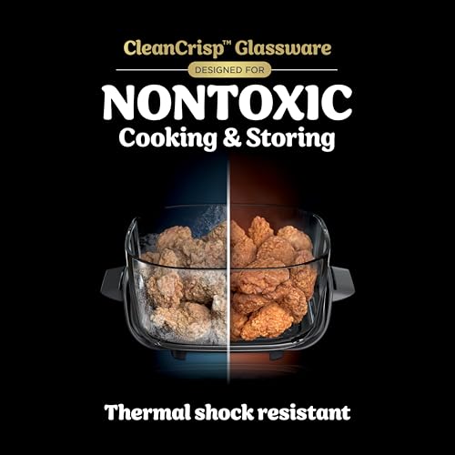 Image of Ninja Crispi 5-in-1 Glass Air Fryer | 450F, Nontoxic, 4QT & 6-Cup Containers & Lids | Microwave, Freezer, Dishwasher Safe | Max Crisp, Air Fry, Bake, Recrisp, Keep Warm | Brit. Racing Green, FN103BF