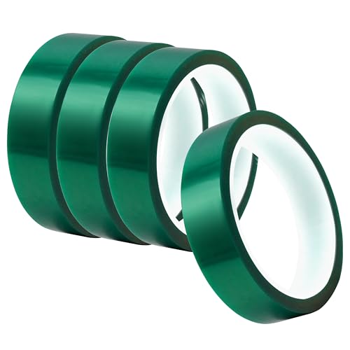 Image of 4 Rolls Heat Tape for Sublimation, Heat Resistant Tape for Heat Transfer Sublimation Press, 20mm x 33m(108ft) No Residue Heat Transfer Tape (Green)