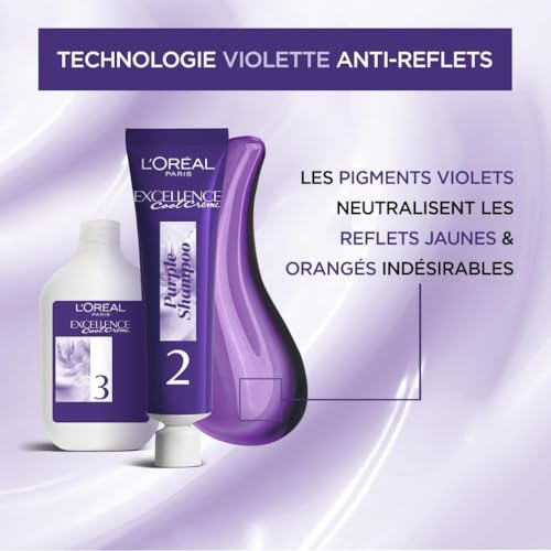 Coloration Permanente 4.11 Châtain Ultra Cendré Triple Soin Anti reflets Jaunes Excellence Cool Crème 'oreal Paris La Boîte De Coloration - vue 6