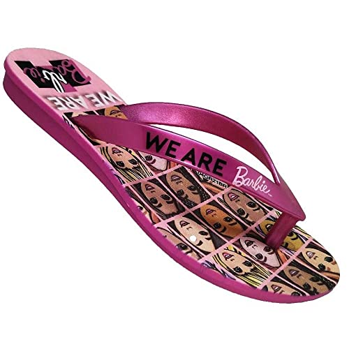Chinelo Barbie Faces, Grendene Kids, Criança Unissex, Rosa/Rosa Metalizado, 28