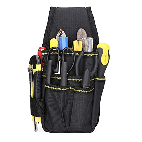 Bolsa De Herramientas Pequeña Con Cinturón, 6 Bolsillos Y 3 Compartimentos, Tela Impermeable 600D, Para Electricistas Y Mantenimiento.
