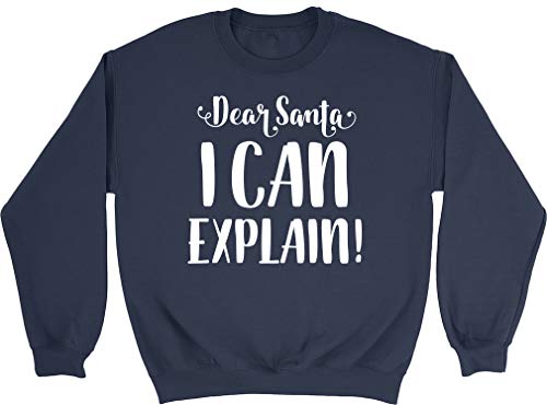 Shopagift Dear Santa I Can Explain Funny Christmas Kids Childrens Jumper Sweatshirt Navy Blue