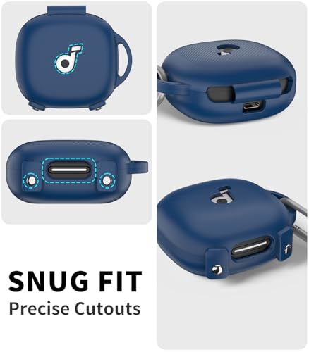 Image of for[Newest Secure Lock] Soundcore Sport X20 Case Cover, Soft Silicone Protective Scratch Resistant Logo Visible Design Cover for Soundcore Sport X20 by Anker Charging Case with Carabiner-Blue