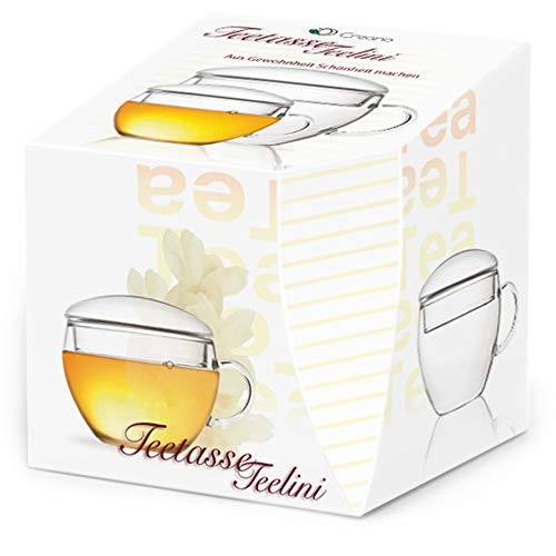 Creano Taza de Té con Tapa, Práctica para Flor di Tèlini o Bolsita de Té, Latte Macchiato, Café | 200ml - Imagen 7