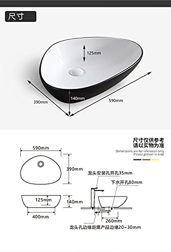 Simple Art Frosted Black And White Triangle Shaped Bathroom Sink Above Counter Basin Installation Wash Basin Household Ceramic Pot Art #TOP4