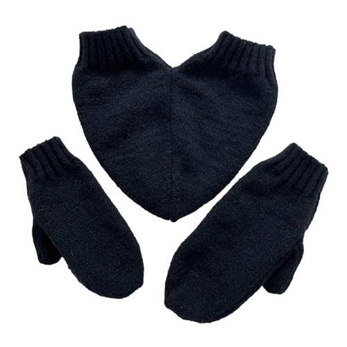 Couple Holding Hands Gloves Winter Warm Knitted Gloves for Cold Weather Hand Holding Mittens- Black