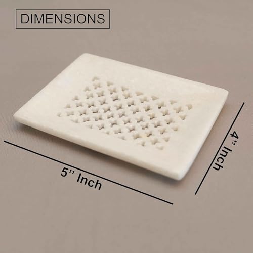 Image of Natural Marble Stoneware Soap Dish jaali Bathing Accessories Holder for Bathroom, Kitchen, Bathtub, Wash basins (SoapDish-11)