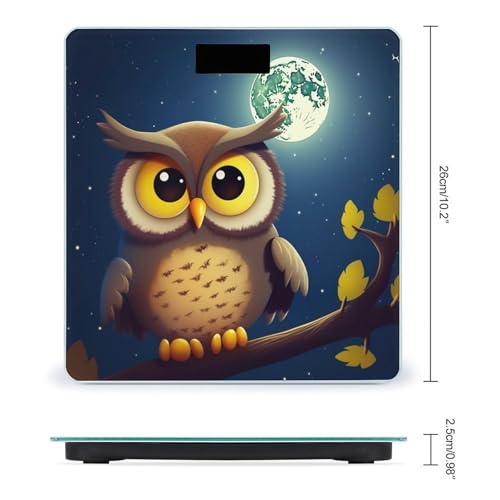 Báscula digital de baño diseño búho y luna amarilla 400 lb miniatura 2