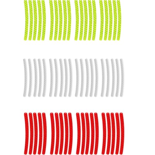Image of 60PCS Car Sticker, Reflective Wheel Rim Stickers for Car, Bike, and Motorcycle, Glow in The Dark Stickers for Night Safety, Easy to Apply, Durable Adhesive (Green White Red)