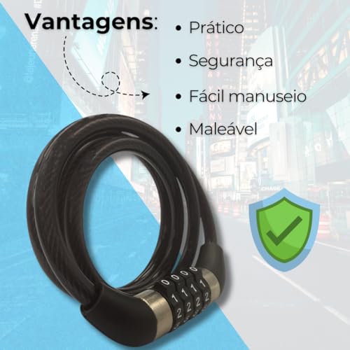 Corrente Cadeado com Senha 1 Metro Antifurto Bicicleta Barco Bike Portão Carro Moto Motocicleta Aço