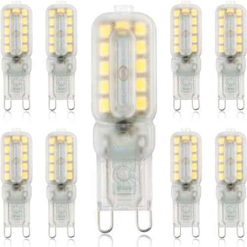 WEYIMVTO Lampadina a LED, Lampadina LED G9 dimmerabile 5W, confezione da 9, senza sfarfallio 220V-240V 500 lumen angolo del fascio 360°, luce(Warm White)