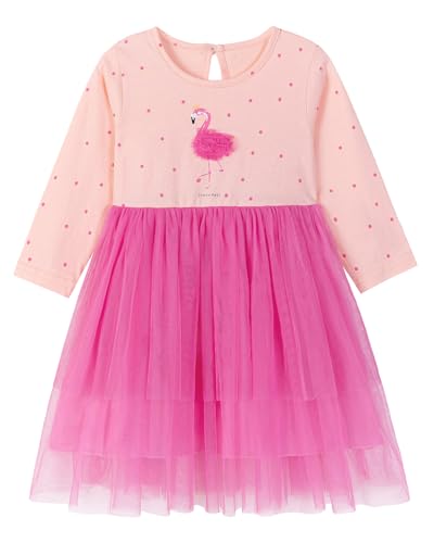 Toddler Girls' Long Sleeve Tutu Party Dress with Tulle Skirt for 2-7 Years Xmas Gift