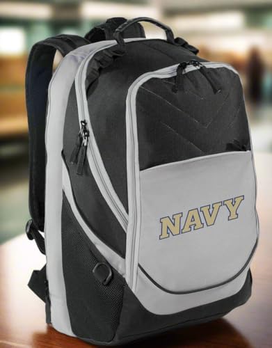 Image of Broad Bay Naval Academy Backpack | Official Navy Midshipmen Logo, Fits Up To 17 inch Devices, Side-Entry Padded Laptop Compartment, 600D Polyester, Reinforced Base