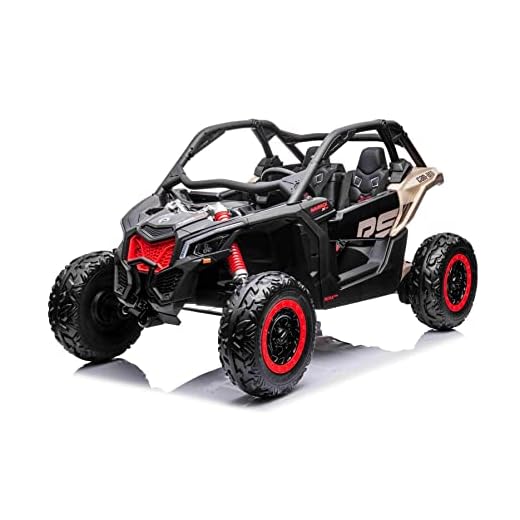 Kinder elektroauto 4x4 Can-am Maverick, schwarz, Vorder- und Hinterradfederung, Elektroauto für Kinder 12v mit 2,4-GHz-Fernbedienung, tragbarer Akku, 4 x 35-W-Motoren, Kinder elektroauto 2 sitzer