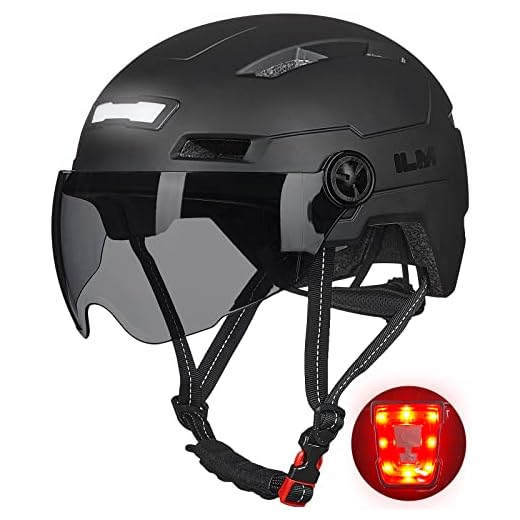 ILM Adult Bike Helmet with USB Rechargeable LED Front and Back Light Mountain&Road Bicycle Helmets for Men Women Removable Goggle Cycling Helmet E3-10L(Matte Black, Large/X-Large)