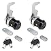 1Pack Toolbox Lock with Keys 7/8 Inch Black Cabinet Locks Keyed Alike Tubular Cam Lock Hook Cam with Zinc Alloy