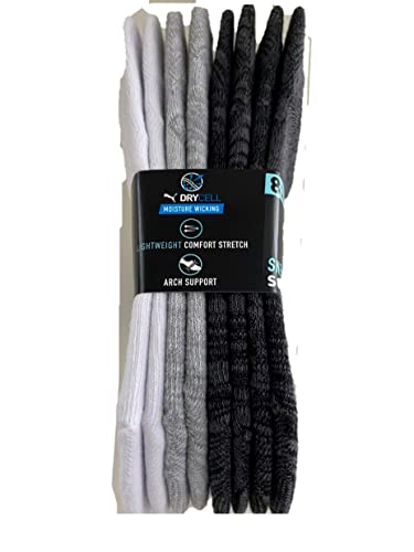 PUMA Women's 8 Pair No Show Sneaker Socks, Black, 5-9.52