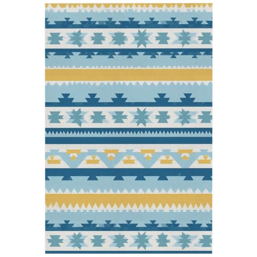 Poster mural sans cadre géométrie moderne bleu jaune grand tableau décoration 60x90