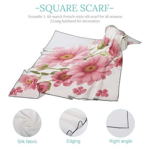 Silk Head Scarf, Hearts Love Fashion Silk Feeling Scarf, Long Lightweight Shawls for Women4