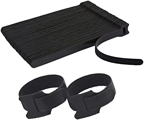 100 PCS Reusable Cable Ties with Hook and Loop, Multi-purpose Adjustable 8 Inch Cable Management Wire Ties Cable Straps for Organizing Home, Office and Data Centers (Black)