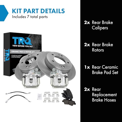 Image of TRQ Rear Brake Pad and Rotor Set Ceramic Calipers Compatible with 2011-2016 Hyundai Elantra 2013-2014 Elantra Coupe