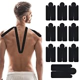 10 Stück Kinesio Tape Vorgeschnitten Atmungsaktive, Elastische Kinesio-Tapes mit Unregelmäßiger Form zur Unterstützung von Schultern Und Nacken beim Sport Kinesio Tape (Schwarz)
