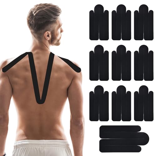 10 Stück Kinesio Tape Vorgeschnitten Atmungsaktive, Elastische Kinesio-Tapes mit Unregelmäßiger Form zur Unterstützung von Schultern Und Nacken beim Sport Kinesio Tape (Schwarz)