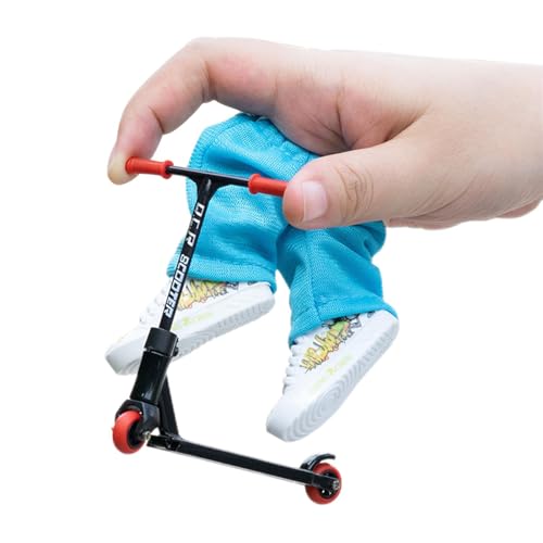 Finger Scooter Set mit Zubehör Werkzeug, Scooter für die Finger, Finger Zweirad Roller Scooter Finger Schuhe Fingerhose, Fingerspitzen Bewegung Spielzeug Fingerspielzeug Partygeschenke für Kinder