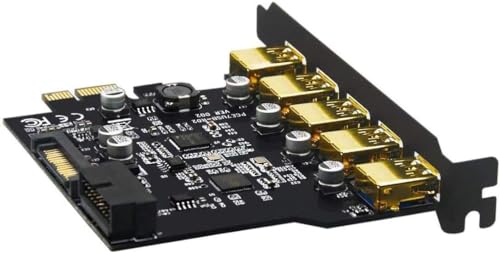 YABOANG USB 3.0 PCI-E Card,USB 3.2 Gen1PCI Express 5-Ports Card Bandwidth up to 5 Gbps, Extension of 5 USB 3.0 Ports Front Panel for Desktop PC Win 10/8/8.1/7/XP