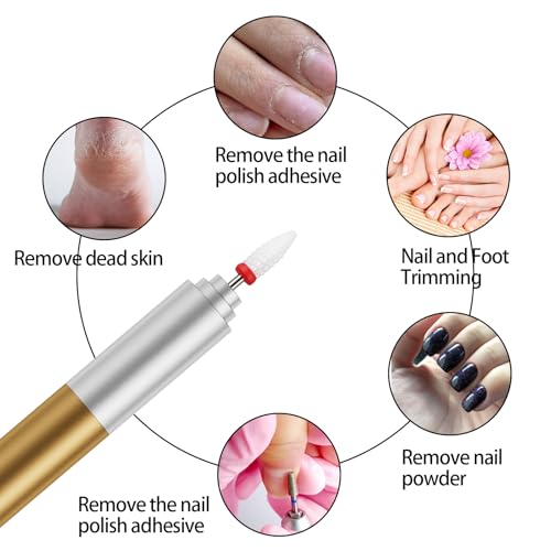 Electric Nail Drill with Smooth Variable Speed Control - Professional Nail File Machine for Acrylic/Gel Nails, Manicure/Pedicure Use, Includes Multiple Grinding Bits (Gold Tail) - Thumbnail 6