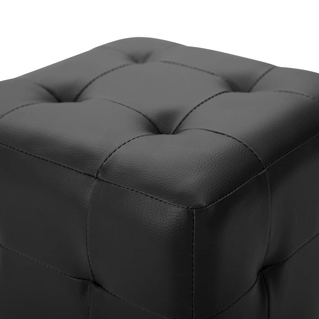 Pouf 2 STK Schwarz Kunstleder 30x30x30 cm Sitzhocker mit Holzrahmen Polster Hocker Würfel Ottomane für Wohnzimmer Schlafzimmer Flur Couch Sofa