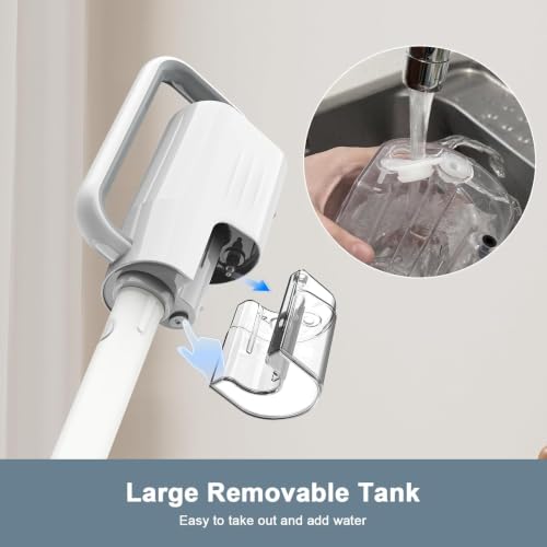 Image of 6-in-1 1200W Rotatable Steam Mop, Multi-Surface Steam Cleaner with 2 Modes, 400ML Tank, 23FT Cord, 2 Washable Pads for Hard Floor Laminate Tile Cleaning (First Frost)