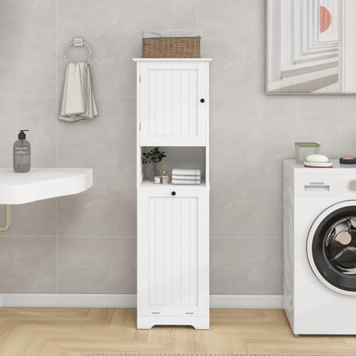 Tilt-Out-Laundry-Hamper-Cabinet-55-Tall-Bathroom-Storage-Cabinet-Laundry-Cabinet-with-Shelves-and-Clothes-Basket-Hamper-Cabinet-Shelf-for-Laundry-Room-Bathroom-Organizer-White Tilt Out Laundry Hamper Cabinet 55 Tall Bathroom Storage Cabinet Laundry Cabinet with Shelves and Clothes Basket Hamper Cabinet Shelf for Laundry Room Bathroom Organizer White