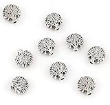JGFinds Tree of Life Spacer Beads, Silver Tone Jewelry Making Accessories, 8mm, 95 Pack