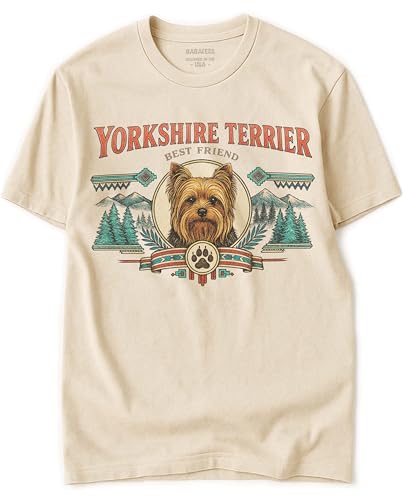 Yorkshire Terrier Tshirt for Men & Women - Wilderness Artwork - 100% Natural, Raw, Undyed, Heavyweight Cotton
