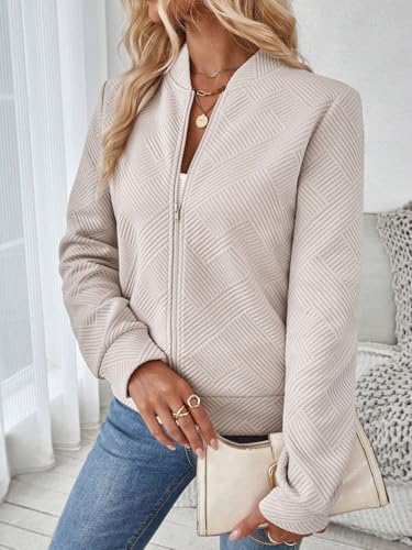 Casual jackets for women Fashionable Casual Jacquard Knitted Khaki Jacket 5