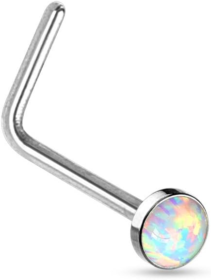 Pierced Owl Set of 4 Opal Flat Top L Bend Surgical Steel Nose Studs