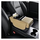 IKDFGDSG Car Armrest Storage Box for Nissan Figaro 1991, Center Console Organizer with Side Pocket, Ergonomic Memory Foam Armrest Cushion, Car Elbow Support Pad,E Beige