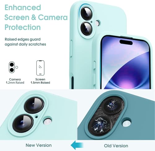 Image of mobistyle Designed for iPhone 16 Plus | Soft Silicone Liquid Protective | Microfiber Lining Phone Back Cover Case for iPhone 16 Plus (Aqua)