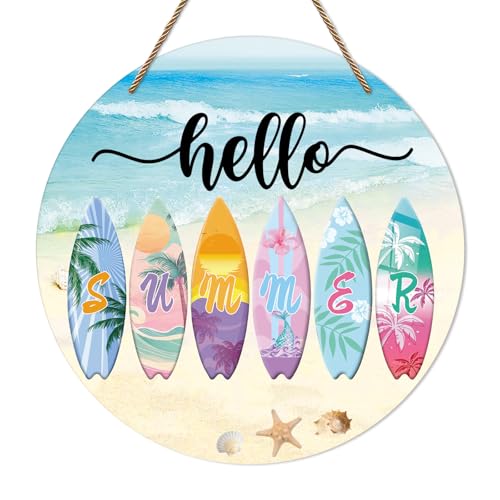 Hoblynth Hello Summer Door Sign for Home Decorations Indoor Outdoor...