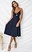 ECOWISH Women 2024 Summer Dresses Tie Front V-Neck Spaghetti Strap Button Down A-Line Backless Swing Midi Dress 572 Navy Blue L