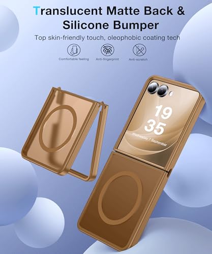 Image of NO.1 Magnetic for Samsung Galaxy Z Flip 7 Case（Not for Flip7 FE 6.7''） with MagSafe[Military Shockproof][Translucent Matte][Anti-Fingerprint] Soft Silicone Bumper for Flip 7 Case 6.9'',Coffee