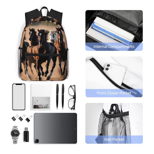Sac à dos élégant Running Horses durable avec finitions soignées