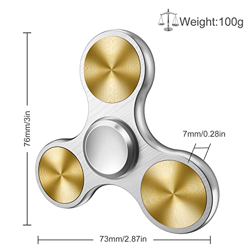 VOFOLEN Fidget Spinner Hand Fidget Toys Fidget Giocattoli Metallo Cuscinetto in Acciaio Inossidabile 2-5 Minuti ad Alta Velocità Trottola EDC ADHD Anti-stress Autismo Fidget Toy per Bambini Argento