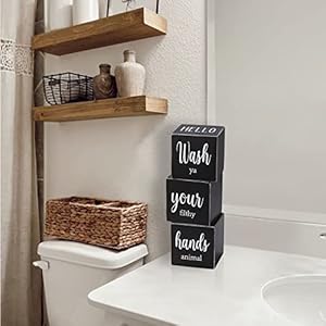 Farmhouse bathroom decorcute funny bathroom signs4 sides nice buttget nakedhello sweet cheekswash your hands wooden rustic black bathroom decor for shelfrestroom decorations28  urban country home decor