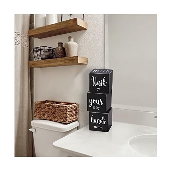 Farmhouse bathroom decorcute funny bathroom signs4 sides nice buttget nakedhello sweet cheekswash your hands wooden rustic black bathroom decor for shelfrestroom decorations28  urban country home decor