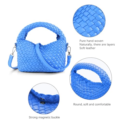 Image of Woven Crossbody Bag Small Tote Cute Purse for Women,Top Handle Handbag Pu Leather Shoulderbag with Detachable Strap