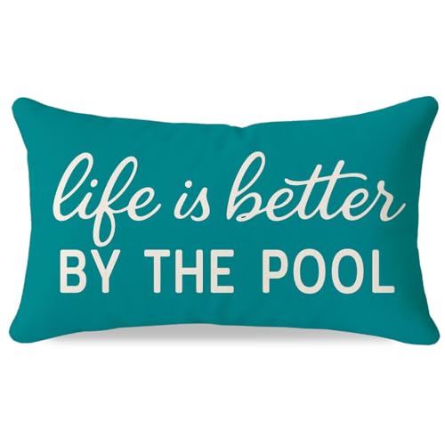 HERHOME Life is Better by The Pool Lumbar Throw Pillow