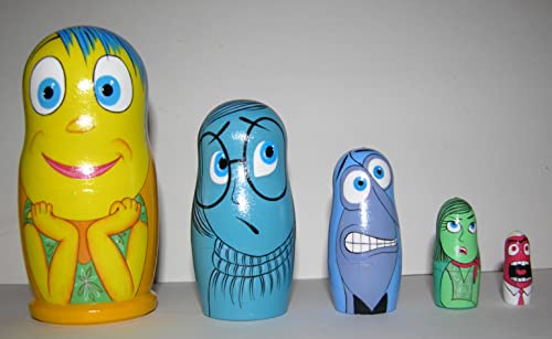 G.DeBrekht 140136 5 Piece Russian Matryoshka Wooden Stacking Blue Golden Floral Nesting Doll Set